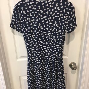 Navy flower dot wrap dress